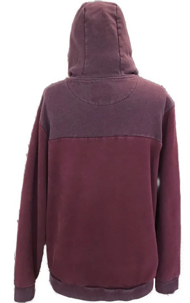 Burgundy Funnel Neck Fleece Pullover Hoodie Size M