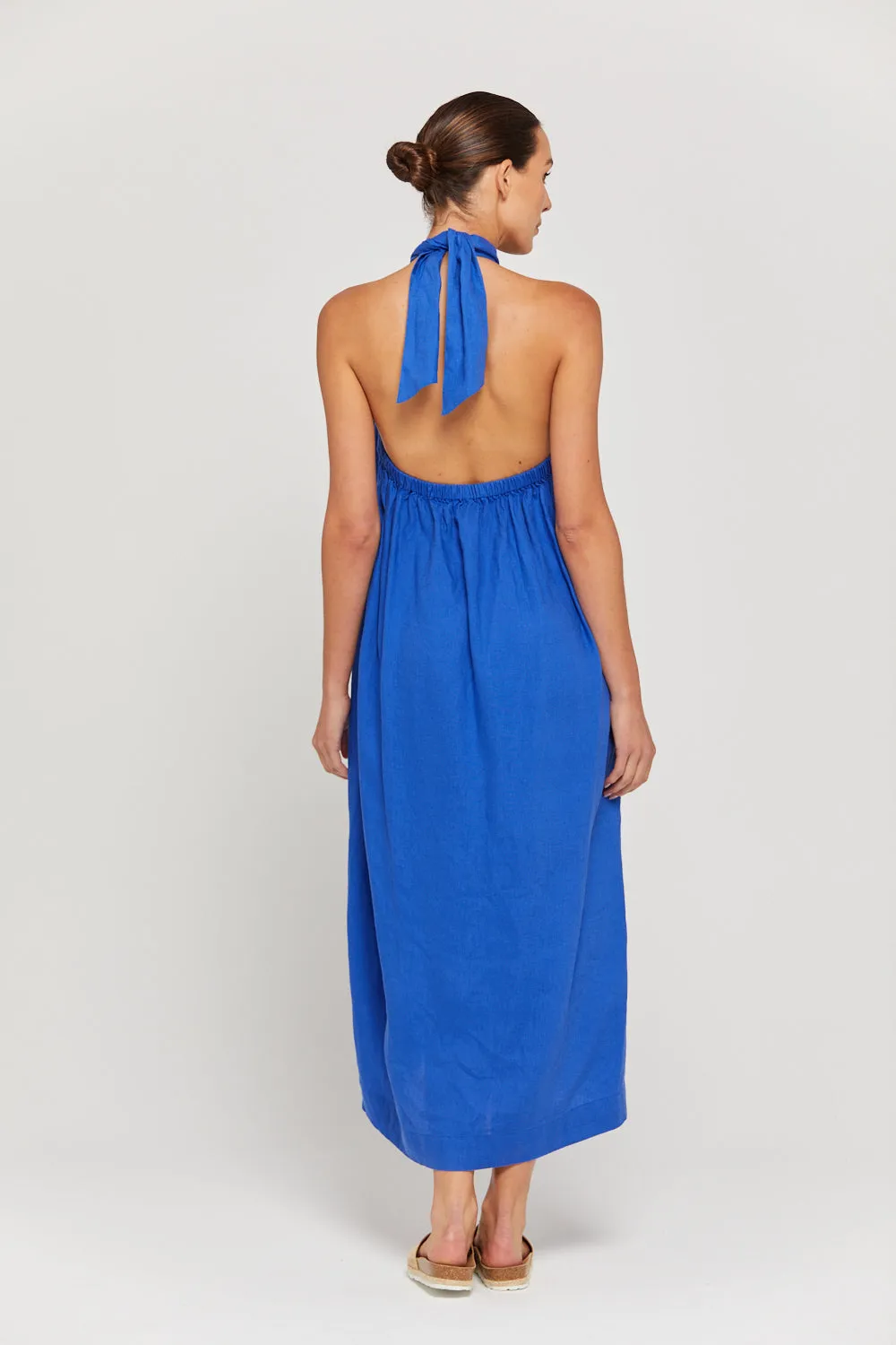 BY RIDLEY Womens Zariyah Linen Dress - Royal Blue