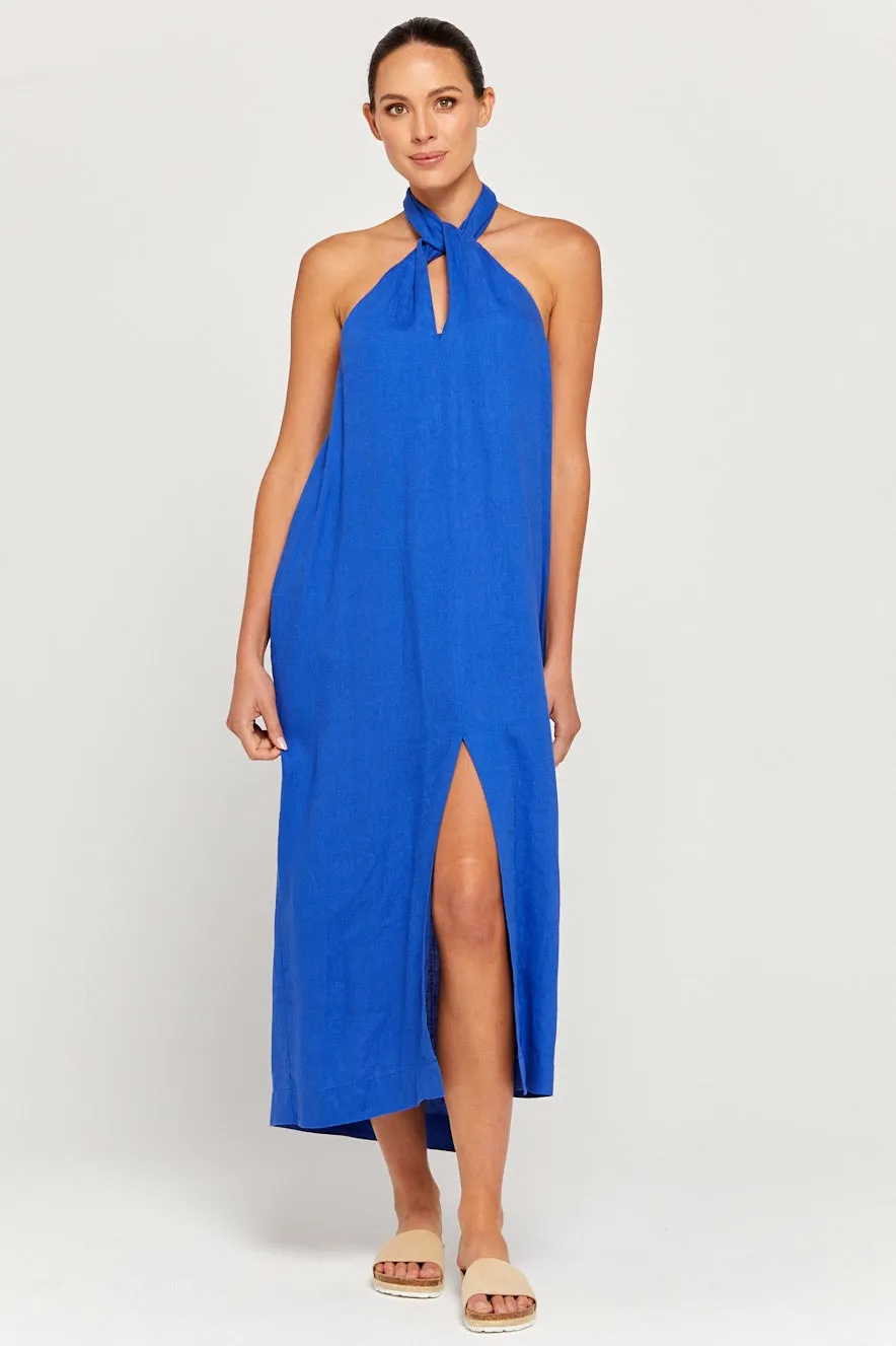 BY RIDLEY Womens Zariyah Linen Dress - Royal Blue