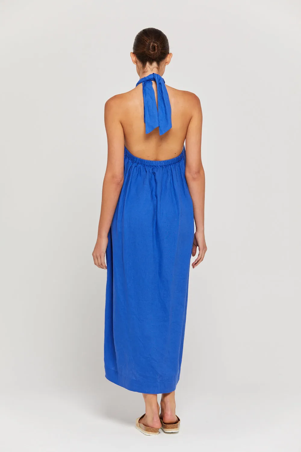 BY RIDLEY Womens Zariyah Linen Dress - Royal Blue