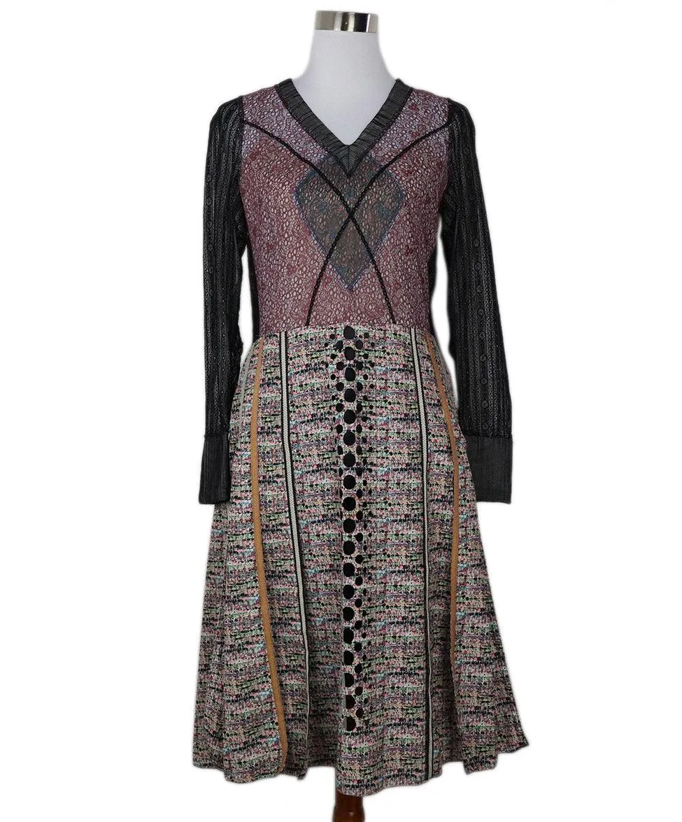 Byron Lars Black & Multicolor Lace Dress sz 8