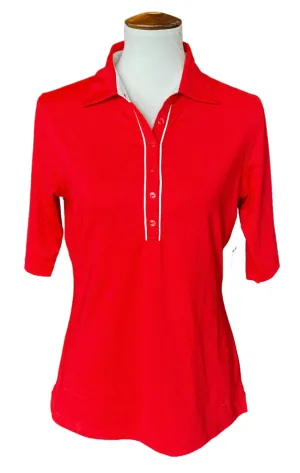 Callaway Red Half Sleeve Golf Polo with White Accents Size M MSP$68