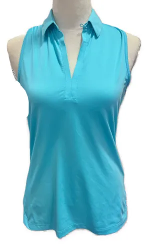 Callaway Turquoise V-Neck Sleeveless Golf Top Size S $52