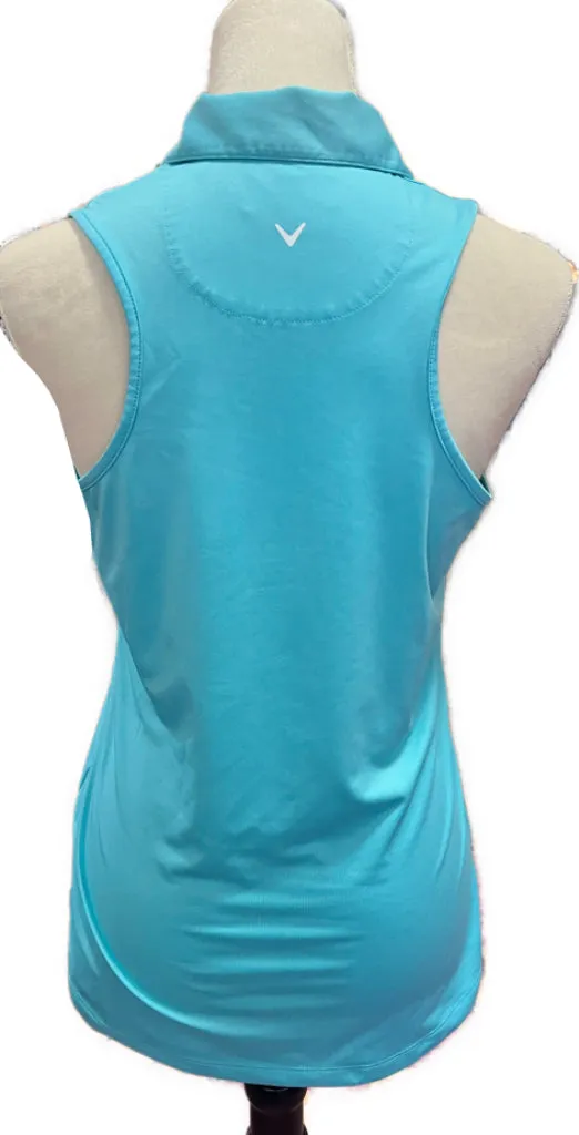 Callaway Turquoise V-Neck Sleeveless Golf Top Size S $52