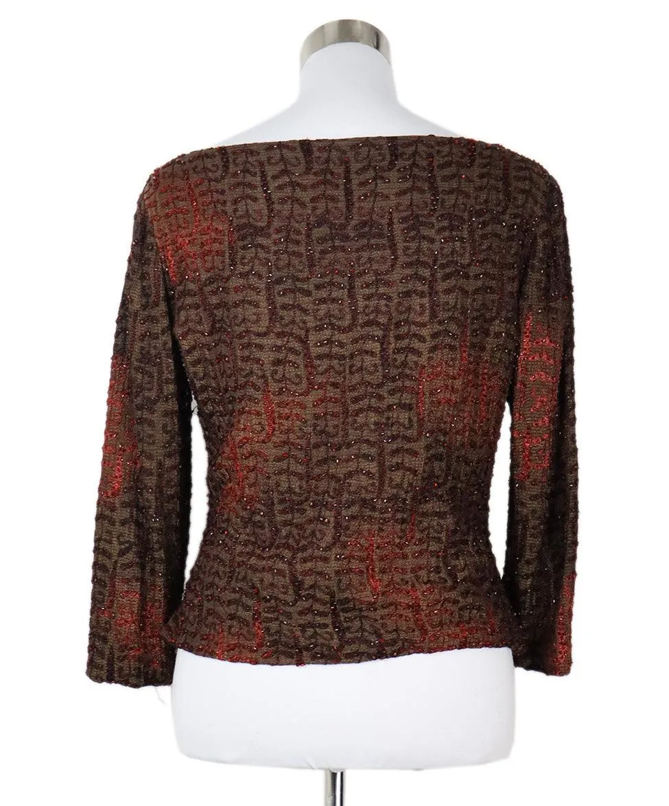 Carmen Marc Valvo Brown & Red Beaded Skirt Set sz 6
