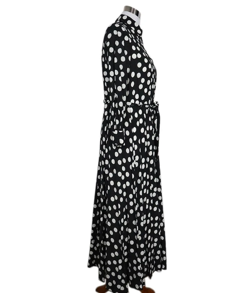 Carolina Herrera B&W Polka Dot Print Silk Dress sz 6