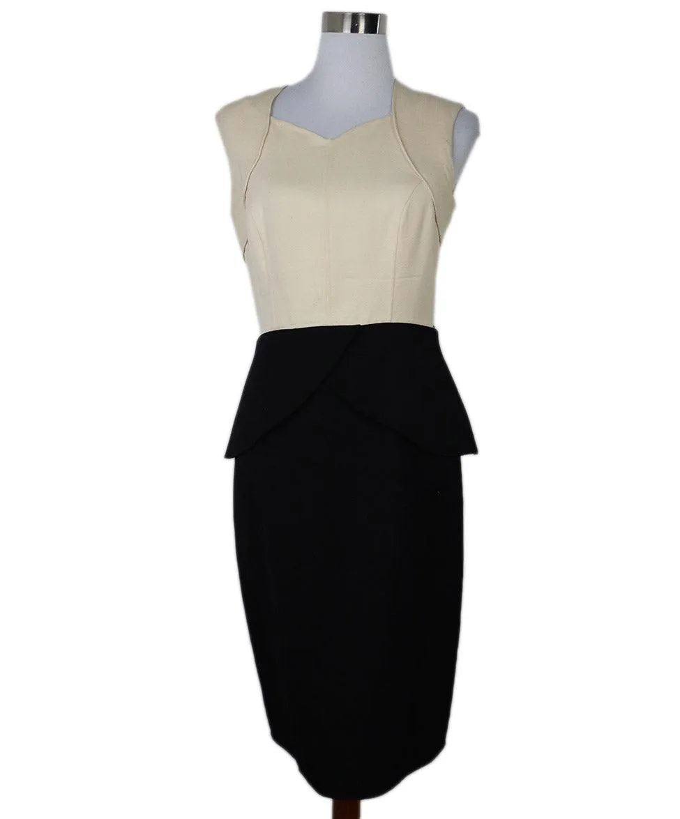 Carolina Herrera Black & Cream Wool Dress sz 4