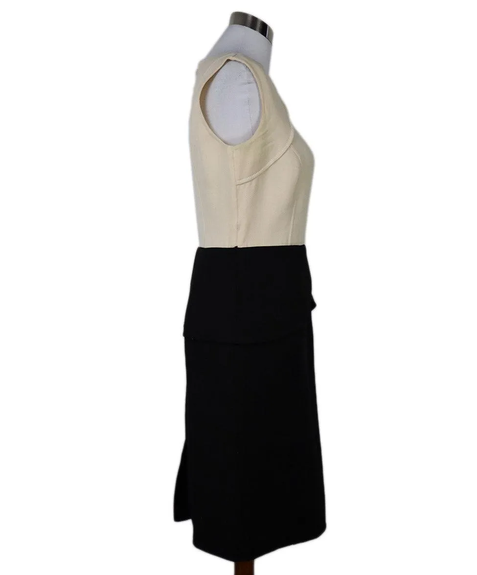 Carolina Herrera Black & Cream Wool Dress sz 4