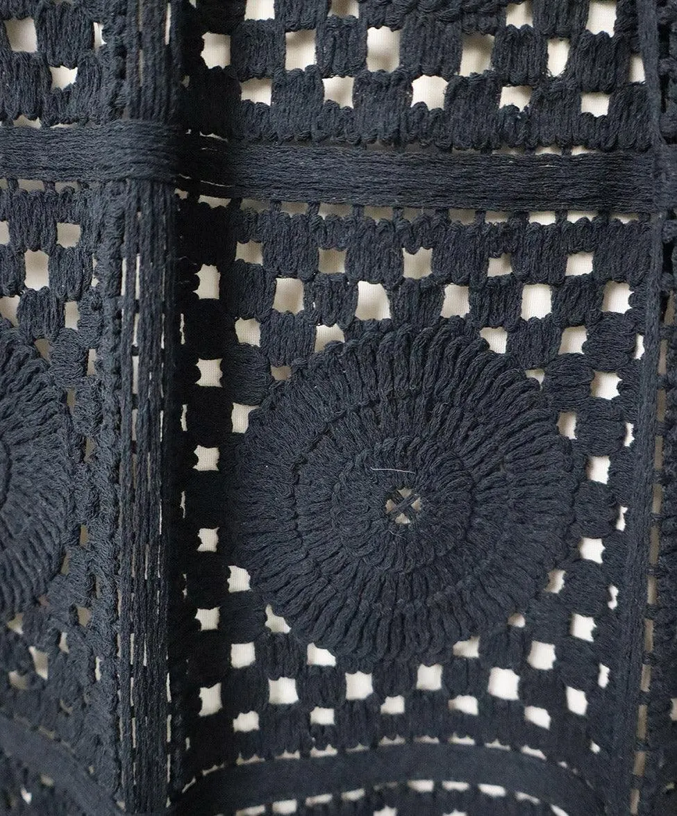 Carolina Herrera Black Wool Crochette Dress sz 4