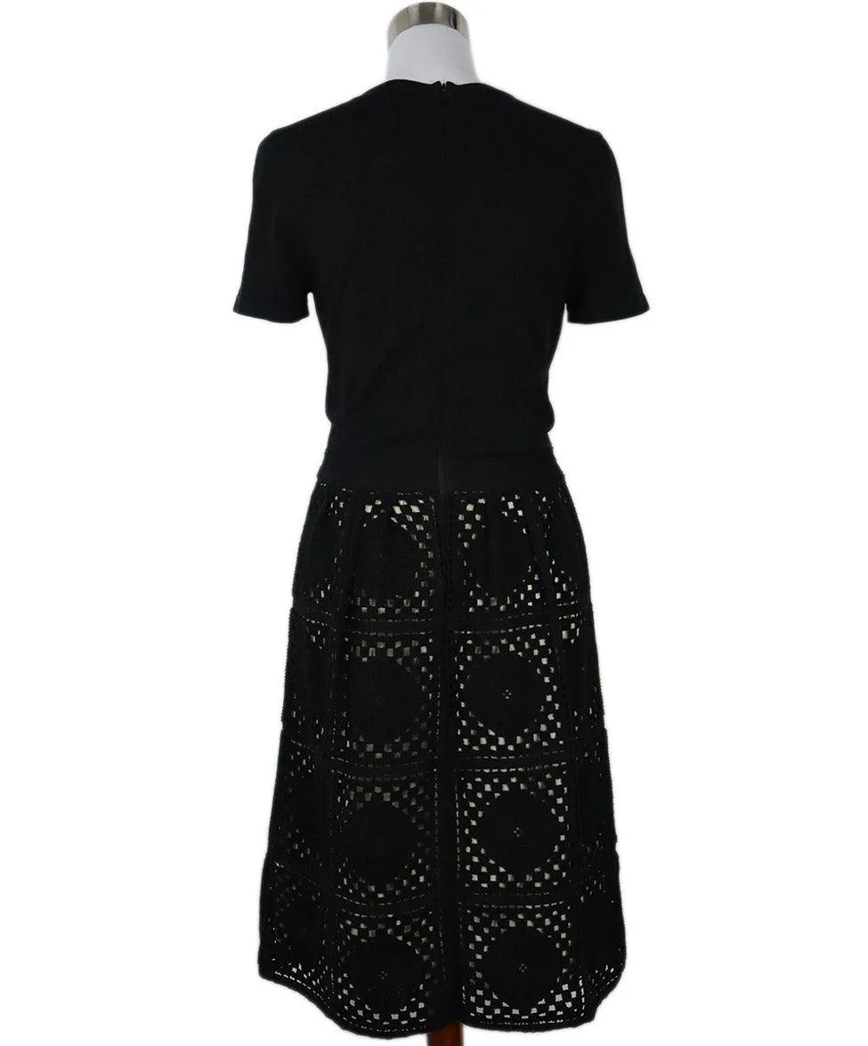 Carolina Herrera Black Wool Crochette Dress sz 4