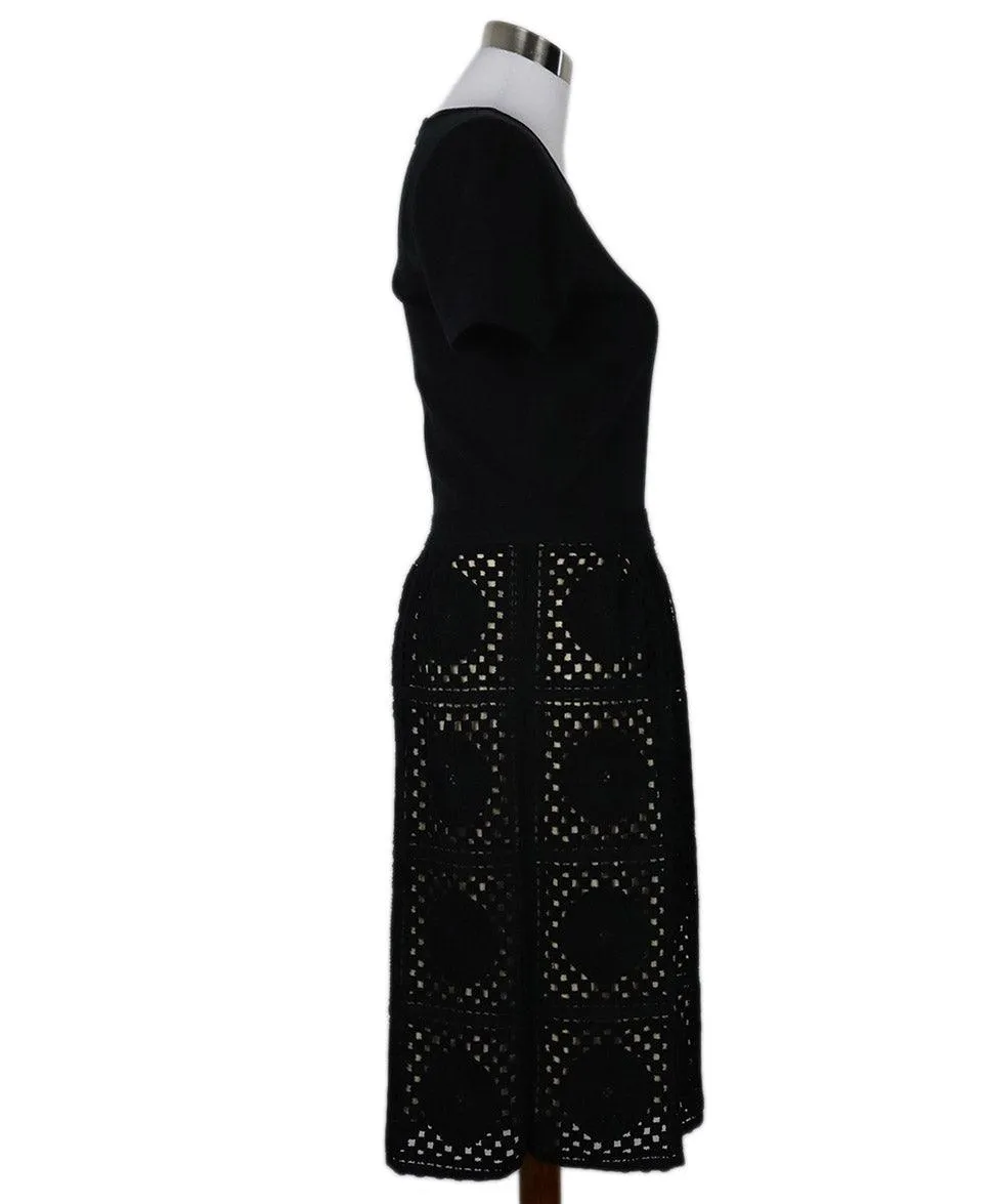 Carolina Herrera Black Wool Crochette Dress sz 4