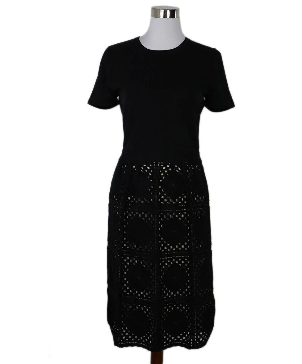 Carolina Herrera Black Wool Crochette Dress sz 4