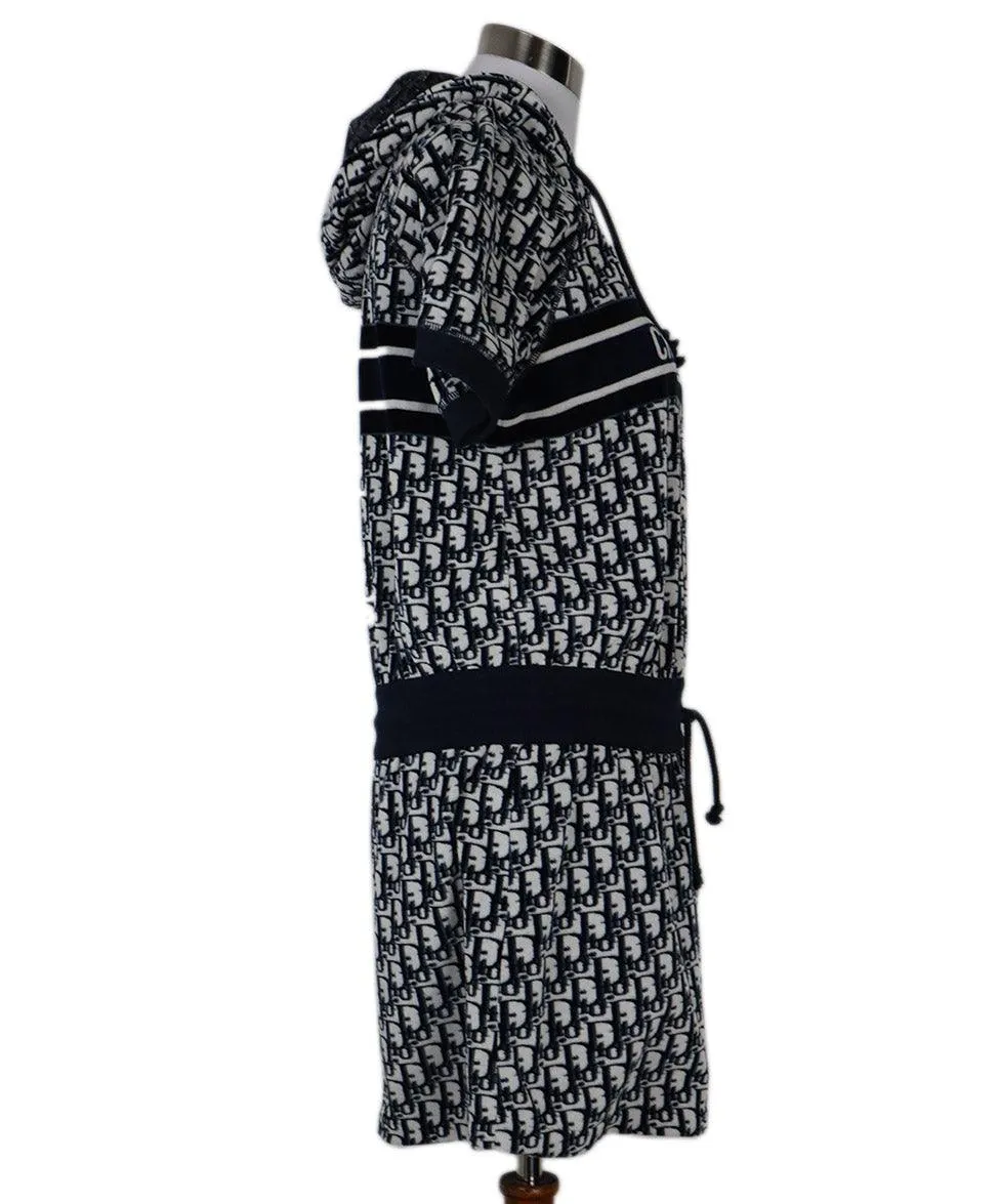 Christian Dior Navy & White Monogram Velour Dress sz 6