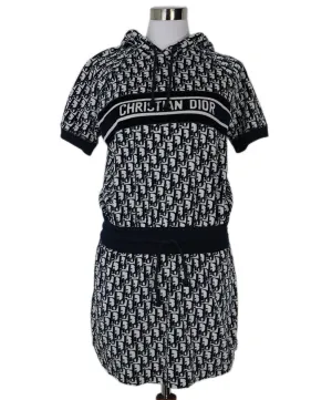 Christian Dior Navy & White Monogram Velour Dress sz 6