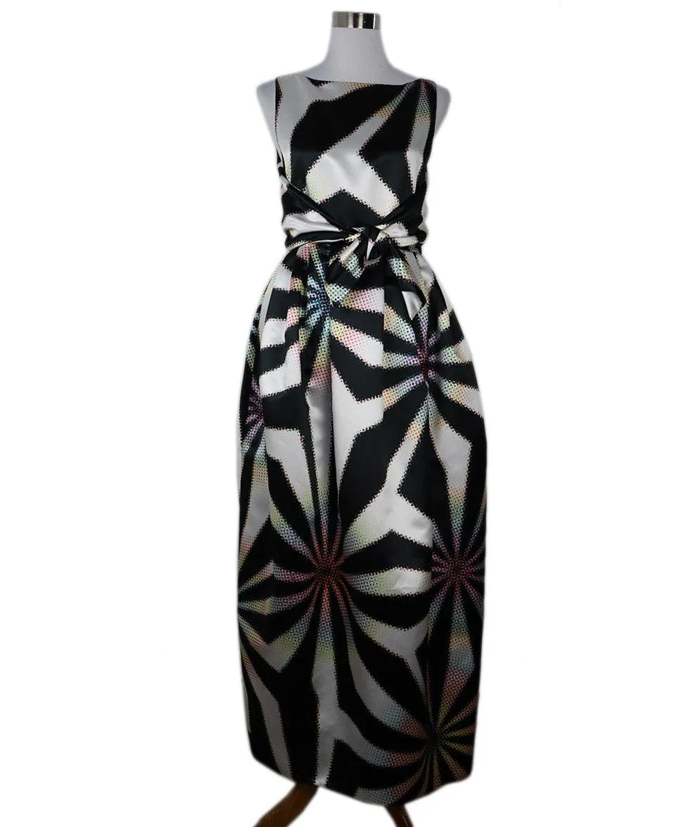 Christopher J. Rogers Black & Multicolor Print Dress sz 4