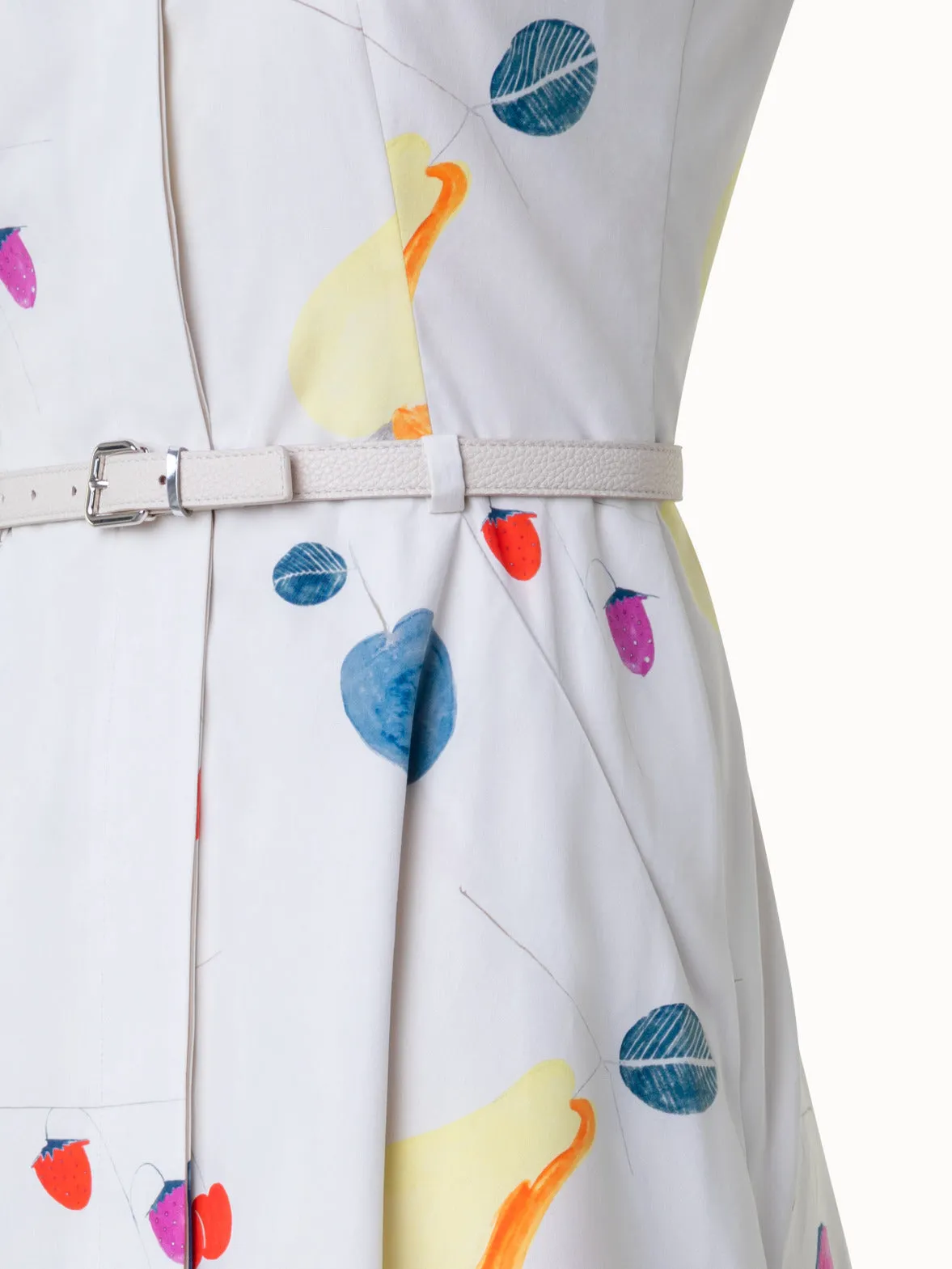 Cotton Midi Dress with Fruits Print 