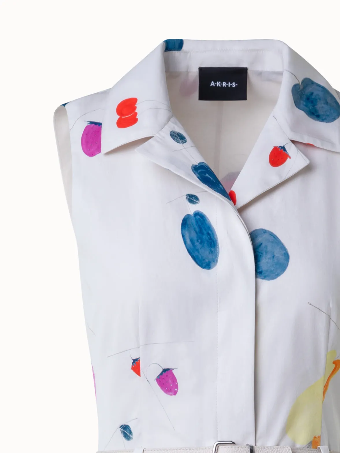 Cotton Midi Dress with Fruits Print 