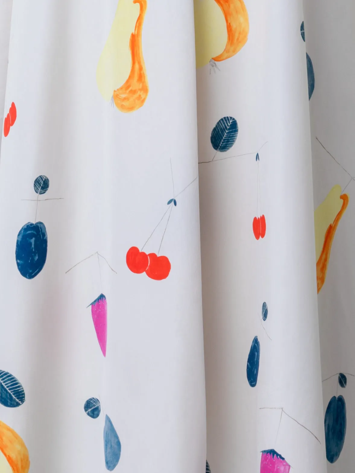 Cotton Midi Dress with Fruits Print 