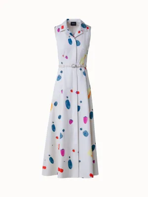 Cotton Midi Dress with Fruits Print 