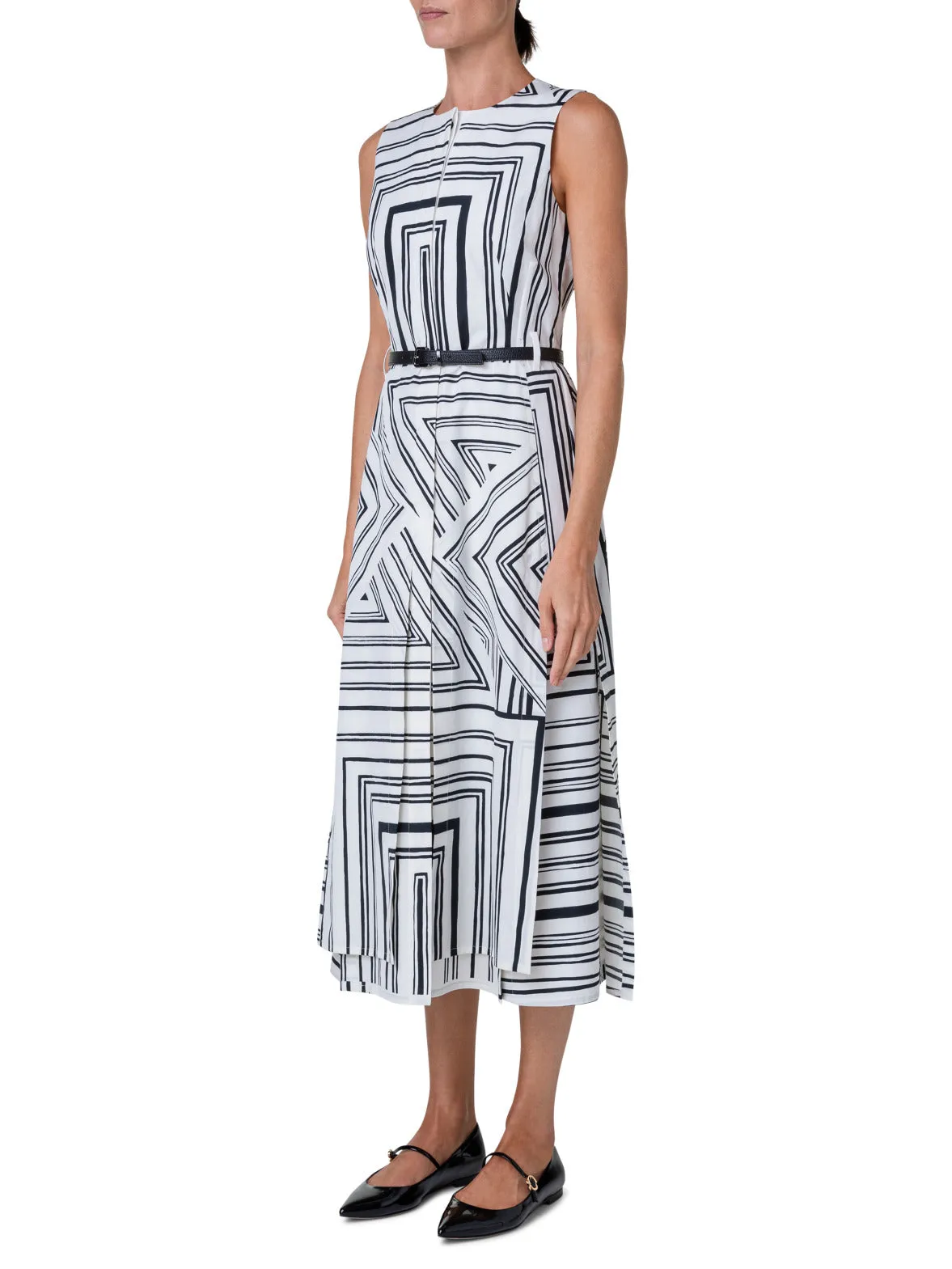 Cotton Midi Dress with Lizzi's Lines Print 
