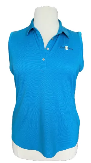 Cutter & Buck Blue Micro-striped Sleeveless Golf Polo w/ Logo Size XL MSP$60