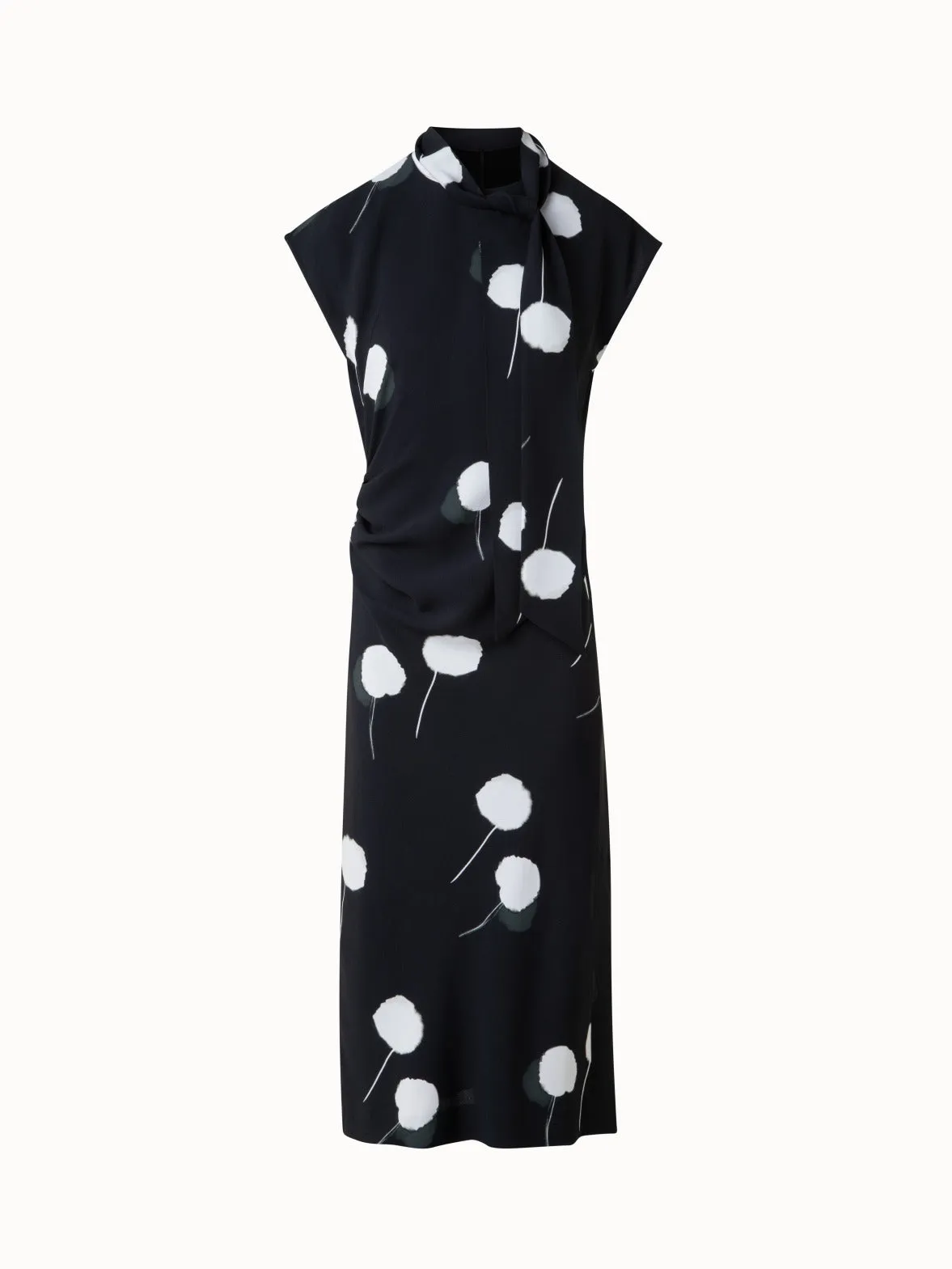 Dandelion Print Midi Dress with Removable Bow 