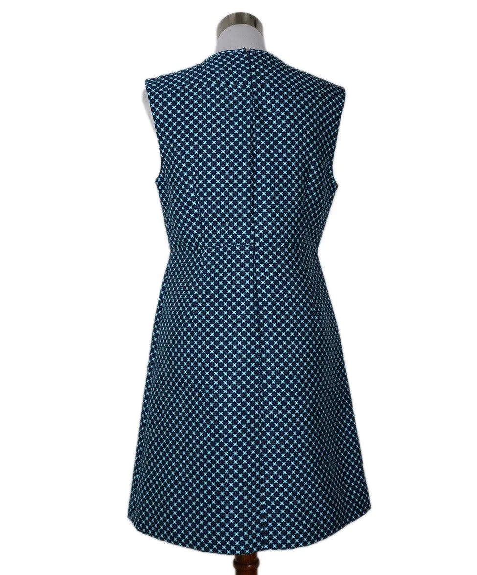 DVF Blue Turquoise Print Cotton Dress sz 10