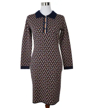DVF Brown & Navy Print Dress sz 4