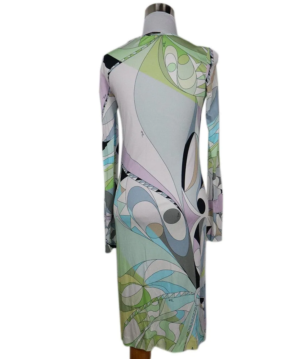 Emilio Pucci Black Green & Lavender Dress sz 6