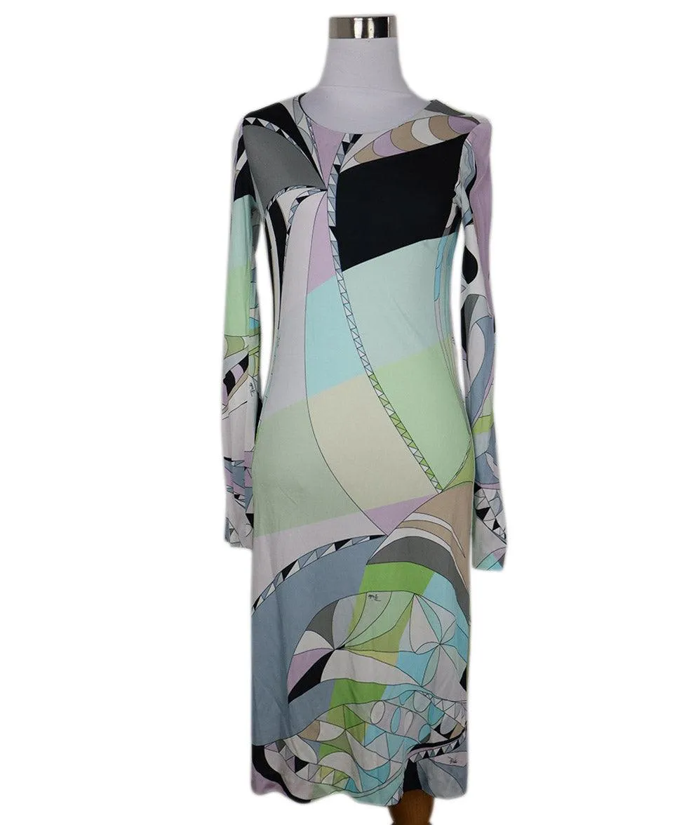 Emilio Pucci Black Green & Lavender Dress sz 6