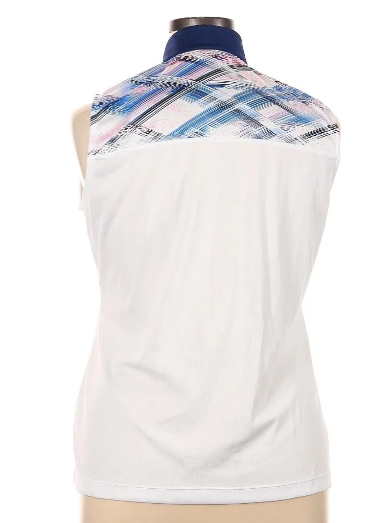 EP New York White Sleeveless Golf Polo w/ Print Shoulders Size XL MSP$84