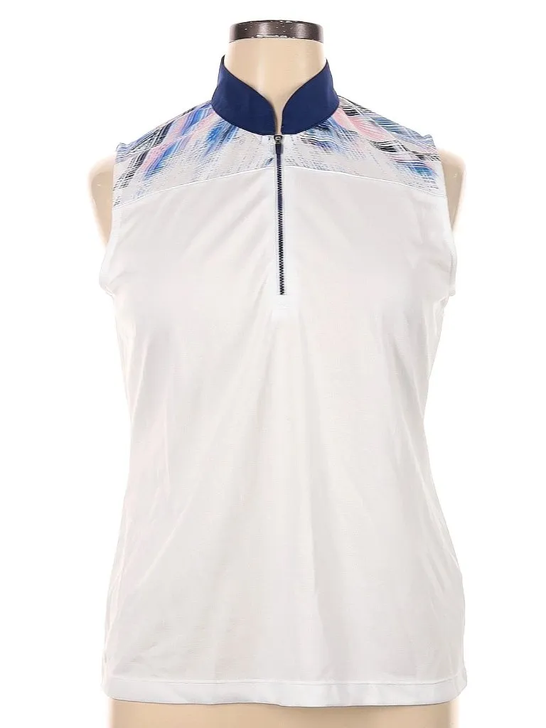 EP New York White Sleeveless Golf Polo w/ Print Shoulders Size XL MSP$84