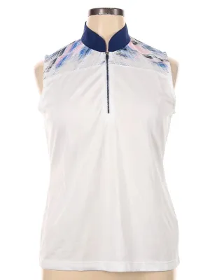 EP New York White Sleeveless Golf Polo w/ Print Shoulders Size XL MSP$84