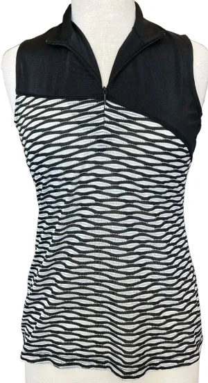 EP NY Black & White Sleeveless Jacquard Golf top Size S MSP$