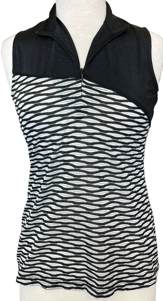 EP NY Black & White Sleeveless Jacquard Golf top Size S MSP$