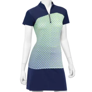 EP NY Cap Sleeve Dot Print Zip Mock Polo Size XS