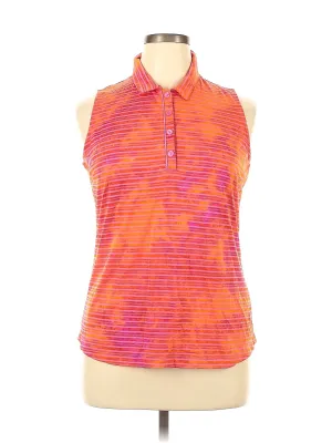 EP NY Orange & Pink Striped Sleeveless Golf Polo Size XL MSP$79