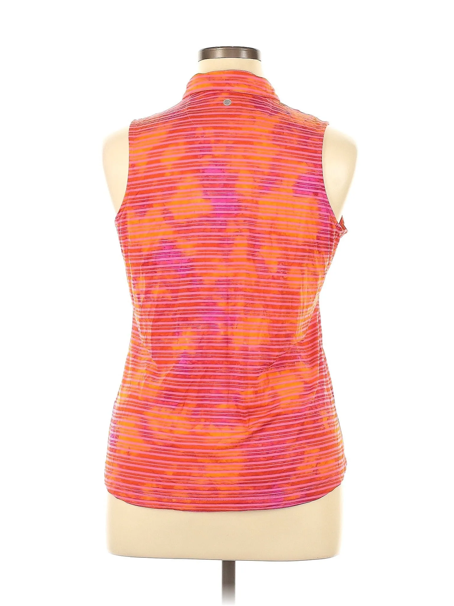 EP NY Orange & Pink Striped Sleeveless Golf Polo Size XL MSP$79