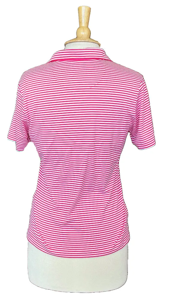 EP NY Pro Women's 4 Button Pink Striped Short Sleeve Golf Polo Size M MSP$64