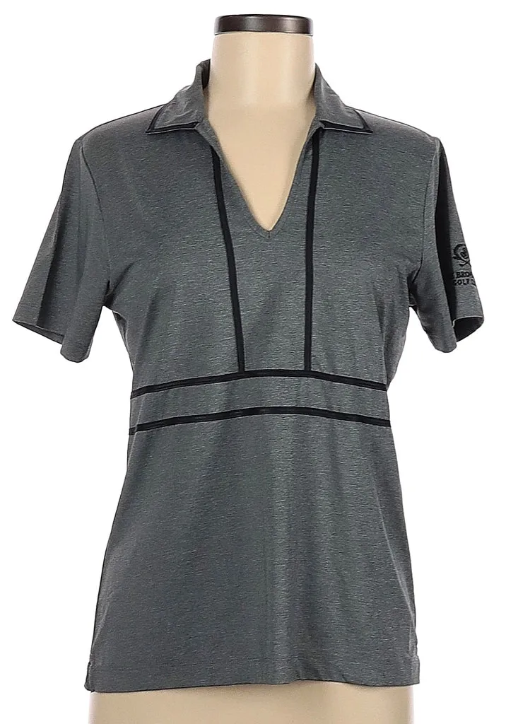 EP Pro Gray V-neck Polo with Black Trim & Sleeve Logo Size M MSP$74