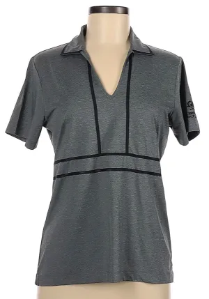 EP Pro Gray V-neck Polo with Black Trim & Sleeve Logo Size M MSP$74