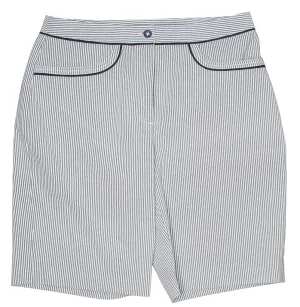 EP Pro Pale Blue Seersucker Stripe Short w/Navy Trim Size 8