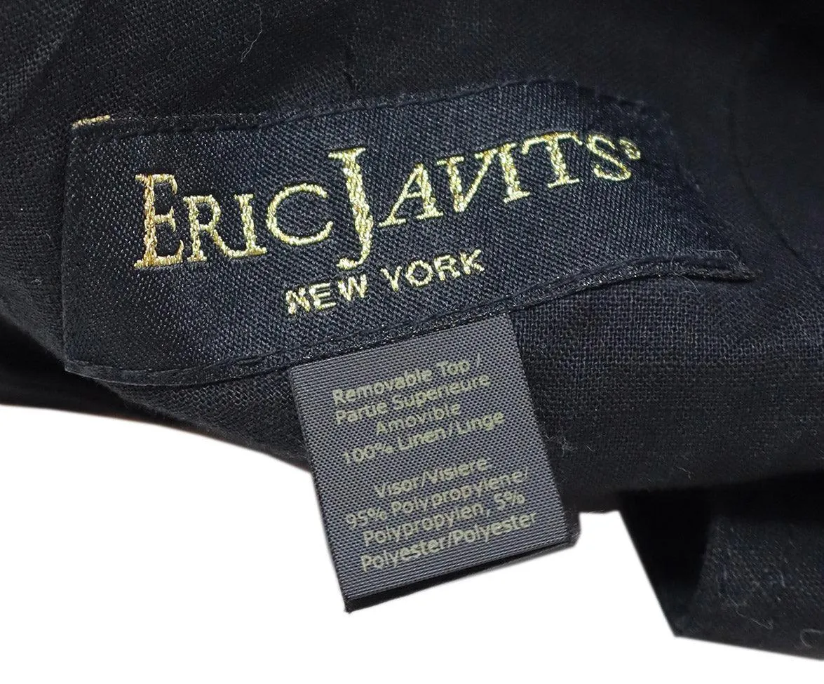 Eric Javits Black Cotton & Tan Raffia Hat