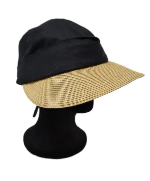Eric Javits Black Cotton & Tan Raffia Hat