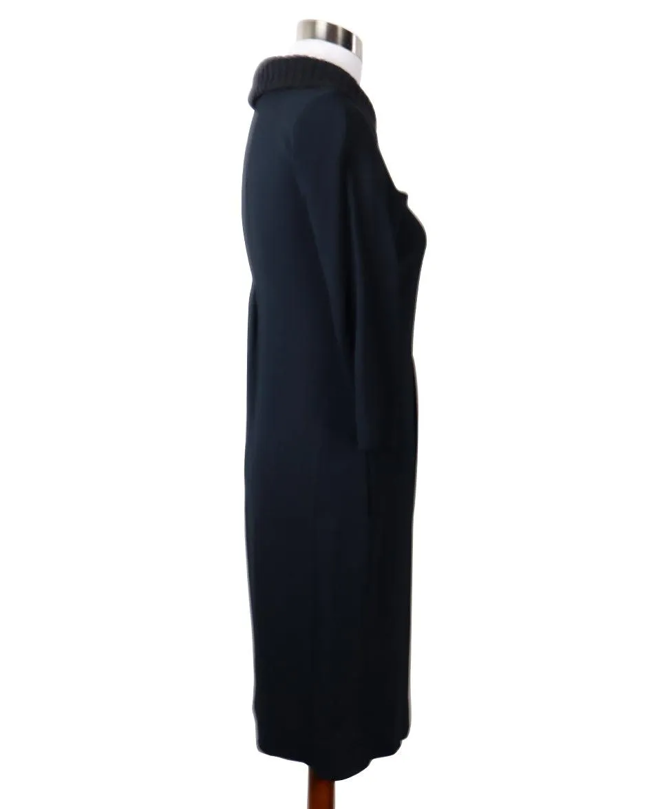 Fabiana Filippi Navy Silk & Grey Knit Dress sz 4