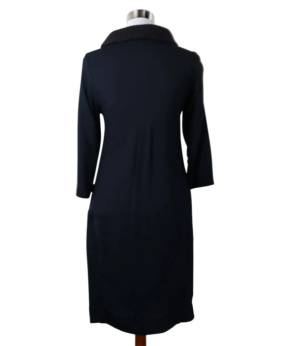 Fabiana Filippi Navy Silk & Grey Knit Dress sz 4