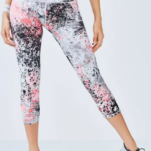 Fabletics Black, White Gray & Pink Splatter Ankle Leggings Size XS
