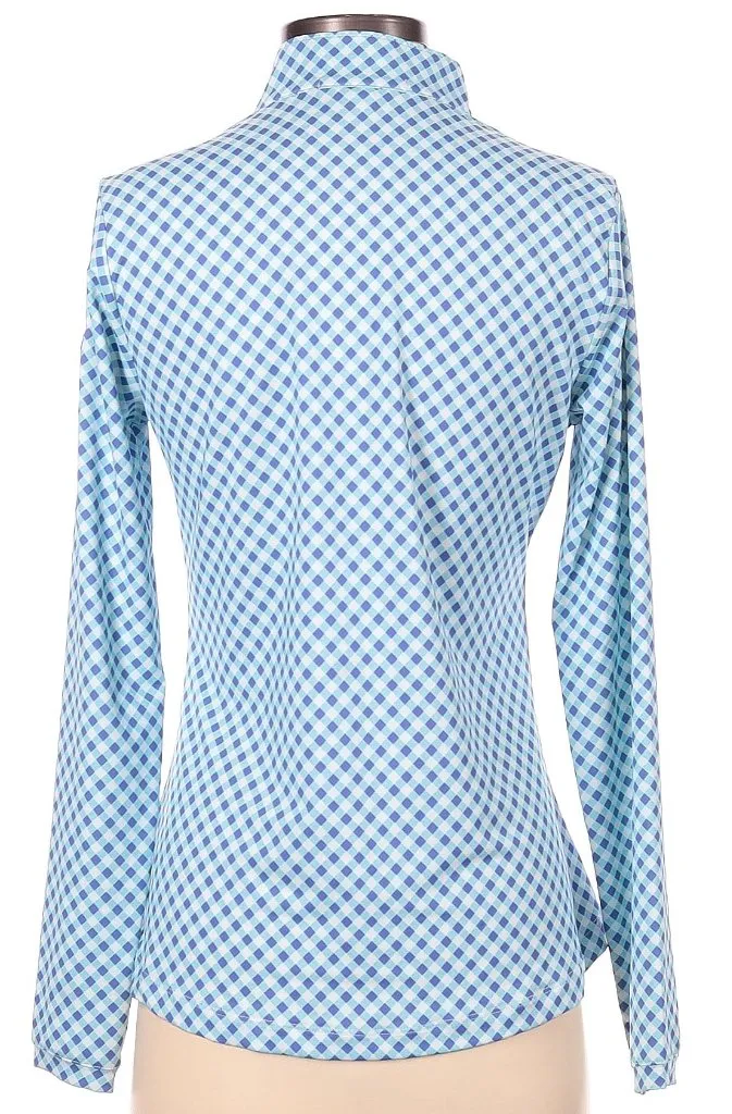Fairway & Greene Emilia Mock Blue & Purple Plaid Button Pullover Size S MSP$130