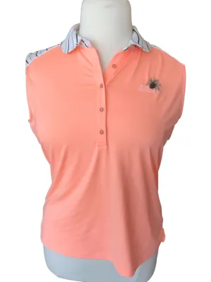 Fairway & Greene Peach Sleeveless Polo w/ Striped Accents & Logo Size XL MSP$98