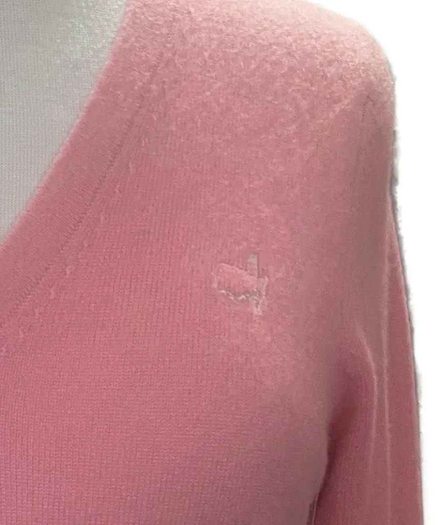 Fairway & Greene Women's Pink & Cream Master's V-neck Cashmere Sweater Size L